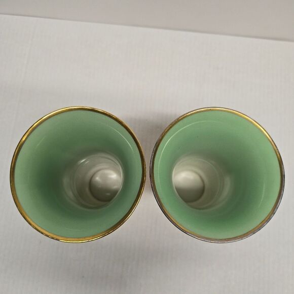 Vintage Pickard 24K Gold Encrusted Vase with Roses and Daises Green Interior 853 - Picture 4 of 9